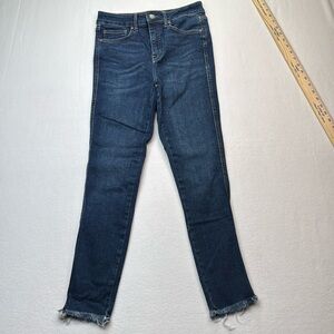 We the Free People Raw Hem Mid Rise Dark Wash Skinny Ankle Jeans size 29